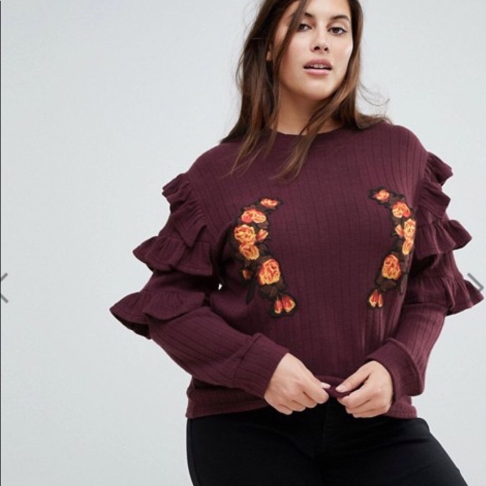 Plum Ruffled Sweater
